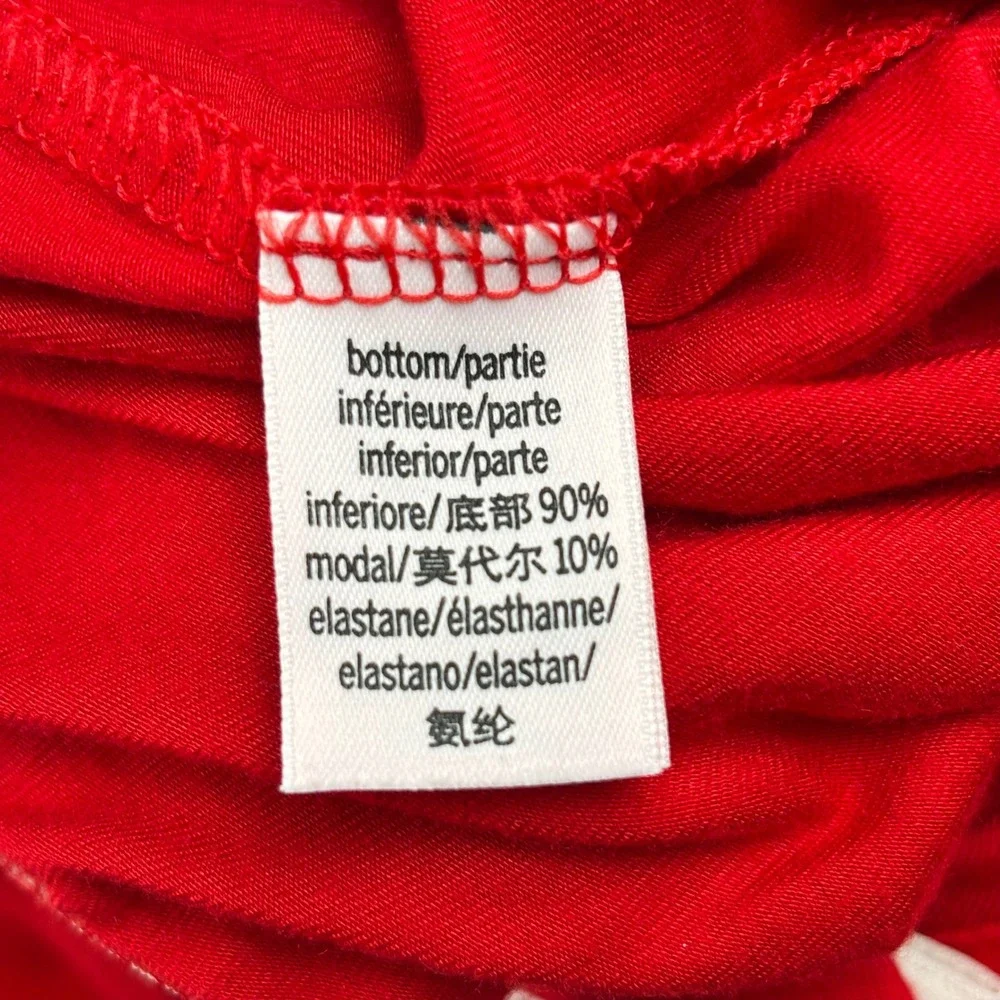 Victoria's Secret Red Modal Pajama Set Long Sleeve Button Top Crop Pants Sz L